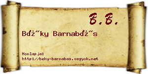 Béky Barnabás névjegykártya