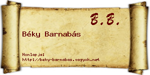 Béky Barnabás névjegykártya
